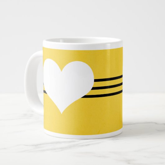 Yellow Modern Heart Jumbo Tasse (Vorderseite Links)