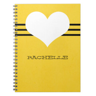 Yellow Modern Heart Notebook Notizblock