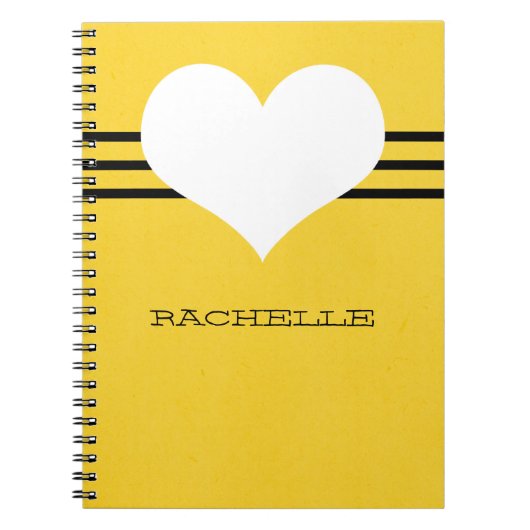 Yellow Modern Heart Notebook Notizblock (Vorderseite)