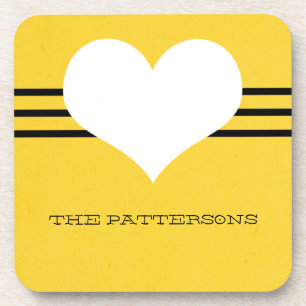 Yellow Modern Heart Untersetzer Set