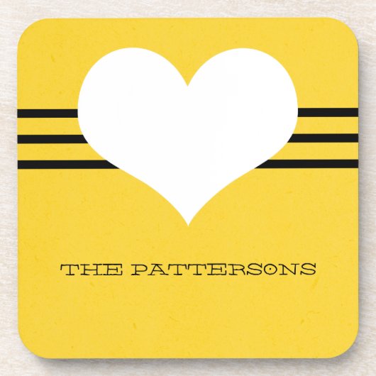 Yellow Modern Heart Untersetzer Set (Vorderseite)