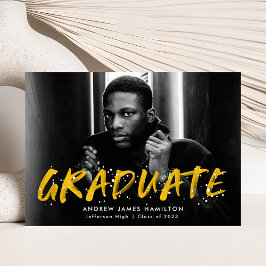 Yellow Modern Paint Spritzer Foto Abschluss Ankündigung