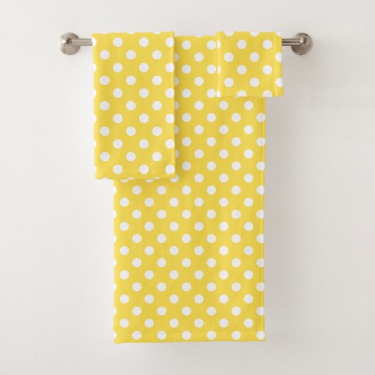 Yellow Modern Polka Dots Niedlich Badhandtuch Set (Insitu)