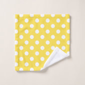 Yellow Modern Polka Dots Niedlich Badhandtuch Set (Waschlappen)
