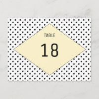Yellow Modern Polka Dots Tischnummer Postkarte