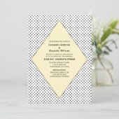 Yellow Modern Polka Dots Wedite Einladung (Stehend Vorderseite)
