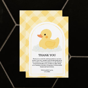 Yellow Modern Rubber Ducky Baby Dusche Dankeskarte