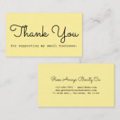 Yellow Modern Script Typografy Vielen Dank Visitenkarte (Vorne/Hinten)