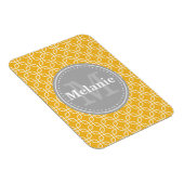 Yellow Modern Squares Pattern Grau Monogramm Magnet (Rechte Seite)