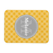 Yellow Modern Squares Pattern Grau Monogramm Magnet (Horizontal)