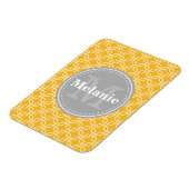 Yellow Modern Squares Pattern Grau Monogramm Magnet (Linke Seite)
