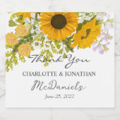 Yellow Modern Sunflowers Bouquet Wedding Alkoholflaschenetikett (Einzelnes Label)