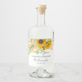 Yellow Modern Sunflowers Bouquet Wedding Alkoholflaschenetikett (Vorderseite)