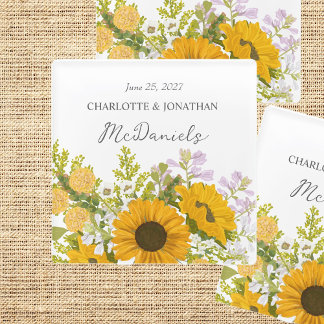 Yellow Modern Sunflowers Bouquet Wedding Glasuntersetzer