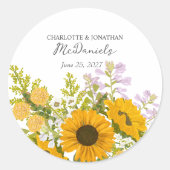 Yellow Modern Sunflowers Bouquet Wedding Runder Aufkleber (Vorderseite)