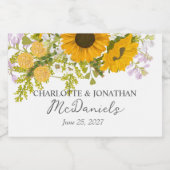 Yellow Modern Sunflowers Bouquet Wedding Schaumweinetikett (Einzelnes Label)