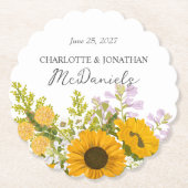 Yellow Modern Sunflowers Bouquet Wedding Untersetzer (Vorderseite)