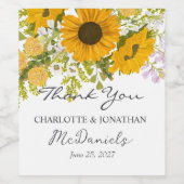 Yellow Modern Sunflowers Bouquet Wedding Weinetikett (Einzelnes Label)