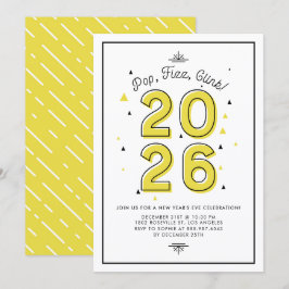 Yellow Modern Typografy 2022 New Year's Eve Party Einladung