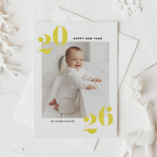 Yellow Modern Typografy Happy New Year 2022 Foto Feiertagspostkarte