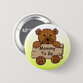 Yellow Mommy to be Teddy Bear Baby Dusche Button (Vorne & Hinten)