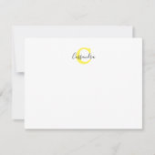 Yellow Monogram Calligraphy Script Name Note Card Mitteilungskarte (Vorderseite)