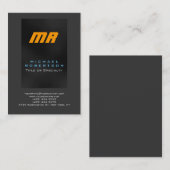 Yellow Monogram Grau Blue Chubby Business Card Visitenkarte (Vorne/Hinten)