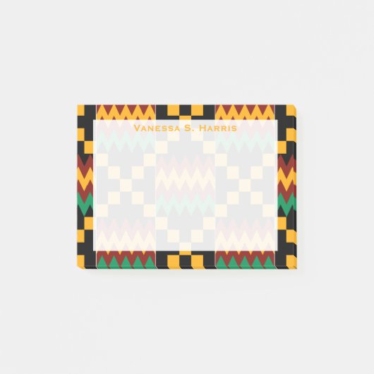 Yellow Monogram Kwanzaa Black Red Kente Tuch Post-it Klebezettel (Vorderseite)