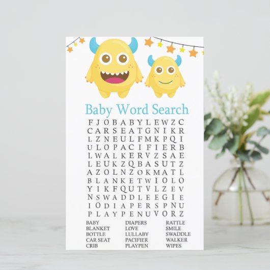 Yellow Monster Baby Shooter Word Search Game (Stehend Vorderseite)