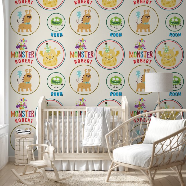 Yellow Monster Kids' Rooms Child Name Tapete (Kinder)