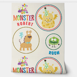 Yellow Monster Kids' Rooms Child Name Tapete