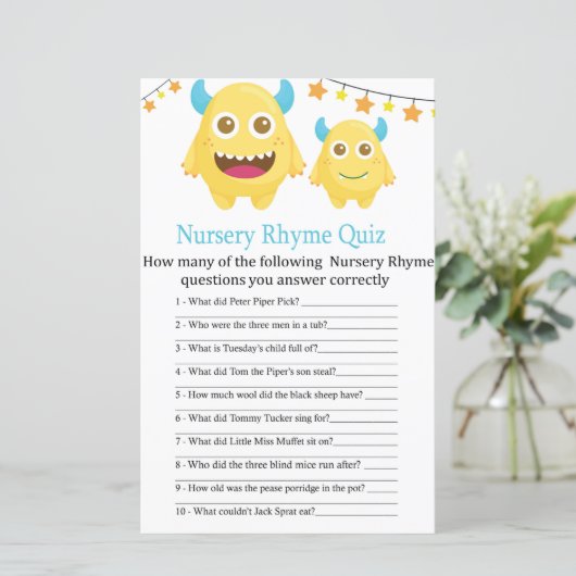 Yellow Monster Kinderzimmer Rhyme Quiz Babyduschsp (Stehend Vorderseite)