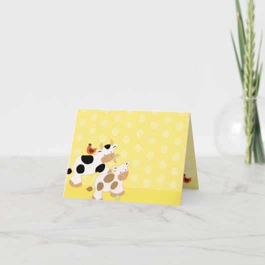 Yellow Moon Cows Note Card (Vorderseite)