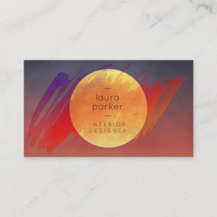 Yellow Moon Sunset Watercolor Spritzer Moderner Visitenkarte