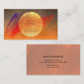 Yellow Moon Sunset Watercolor Spritzer Moderner Visitenkarte (Vorne/Hinten)