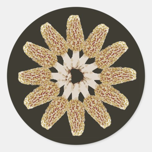 Yellow Morel Mandala Sticker Morchella esculenta (Vorderseite)