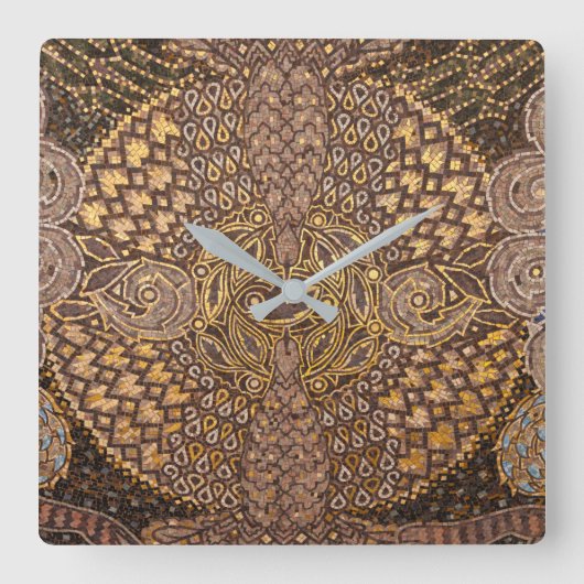 Yellow Mosiac Detail, Deutschland Quadratische Wanduhr (Vorderseite)