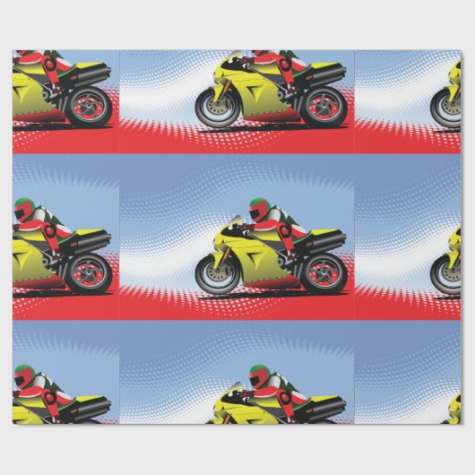 Yellow Motorrad-Wrapper Geschenkpapier (Flach)