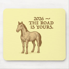 Yellow Mouse Pad with motivational text and horse Mousepad