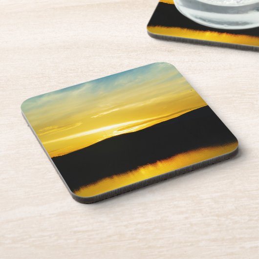 Yellow Mt Lake Sunset Getränkeuntersetzer (Linke Seite)