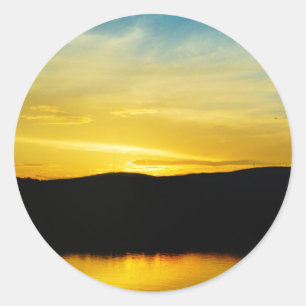 Yellow Mt Lake Sunset Runder Aufkleber