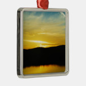 Yellow Mt Lake Sunset Silbernes Ornament (Rechts)