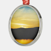 Yellow Mt Lake Sunset Silbernes Ornament (Links)