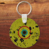 YELLOW Multicolor Vinyl Disk Textur Muster Schlüsselanhänger (Vorderseite)