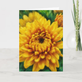 Yellow Mum Flower Floral Art Blank Card Karte