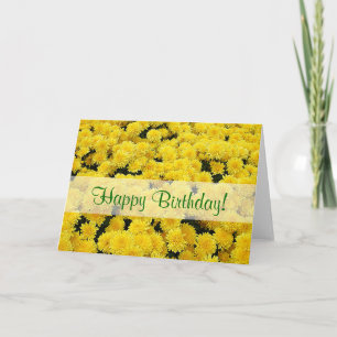 Yellow Mums Happy Birthday Card Karte