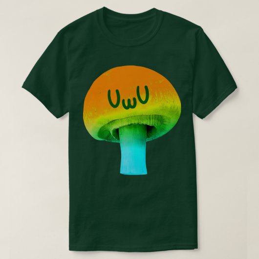 Yellow Mushroom Anime UWU Face Trippy Psychedeli T-Shirt (Design vorne)