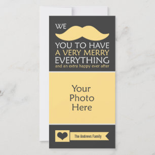 Yellow Mustache Merry Alles Foto Feiertagskarte