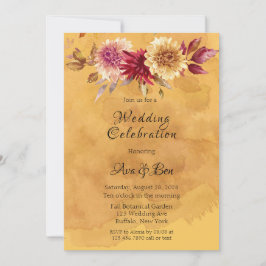 Yellow Mustard Watercolor Dahlia Blume Hochzeit Einladung
