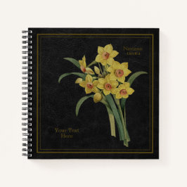 Yellow Narcissus Tazetta Black Notebook Notizblock